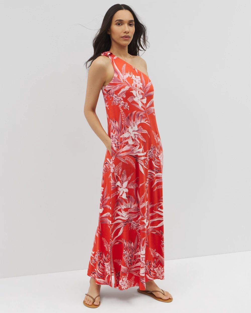 Soft Jersey One-Shoulder Maxi Bra Dress