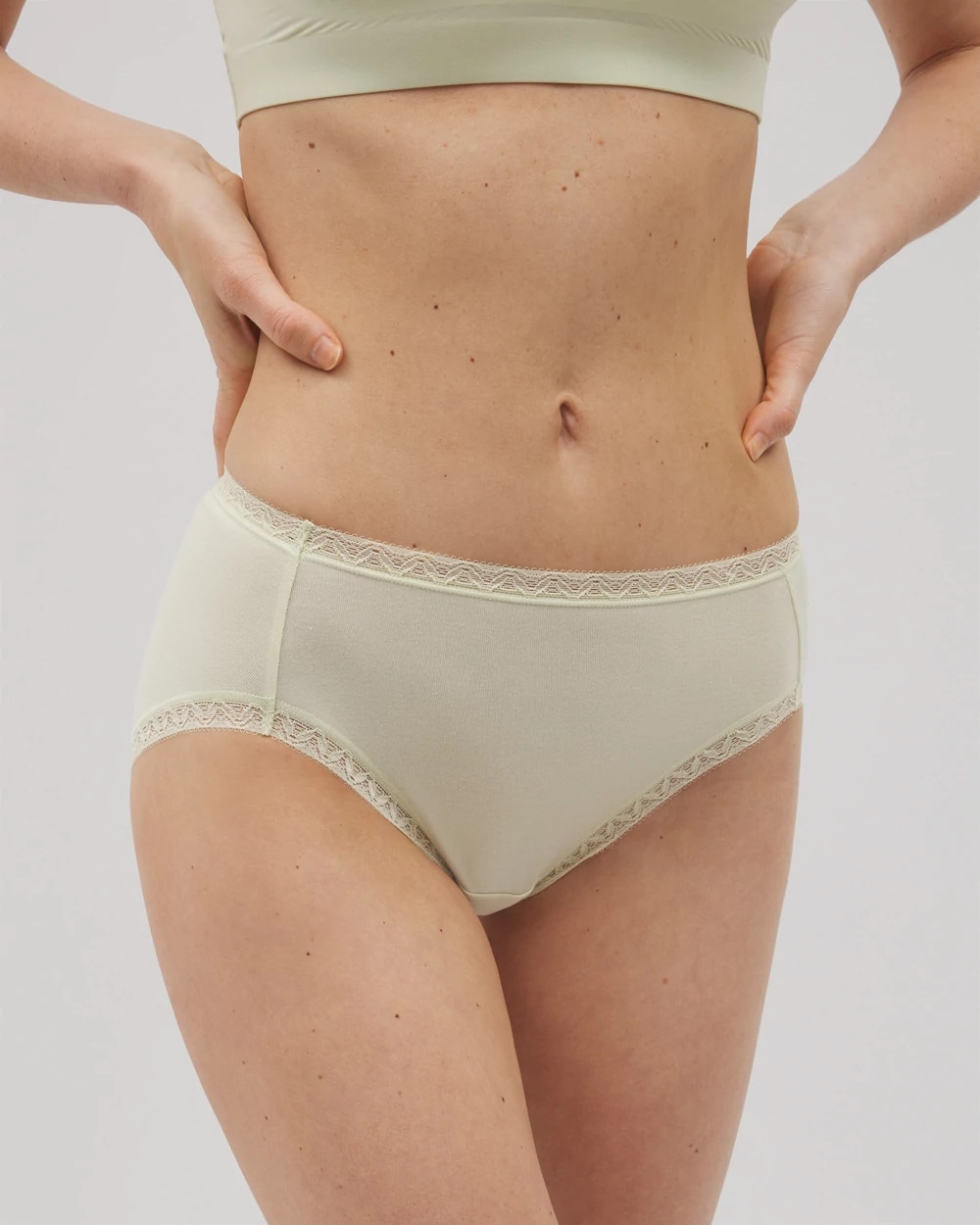 Cotton High-Leg Brief Panty with Lace Trim