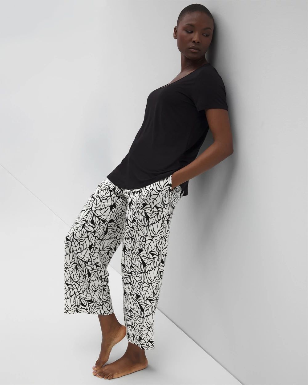 Short-Sleeve + Cropped Pants Pajama Set click to view larger image.