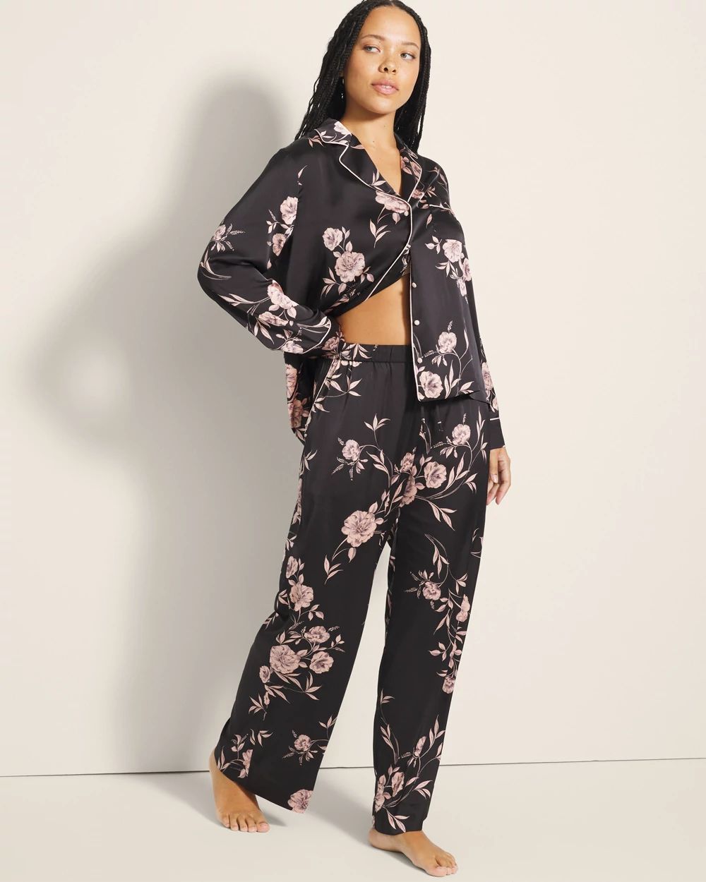 Satin Piped Pajama Pant