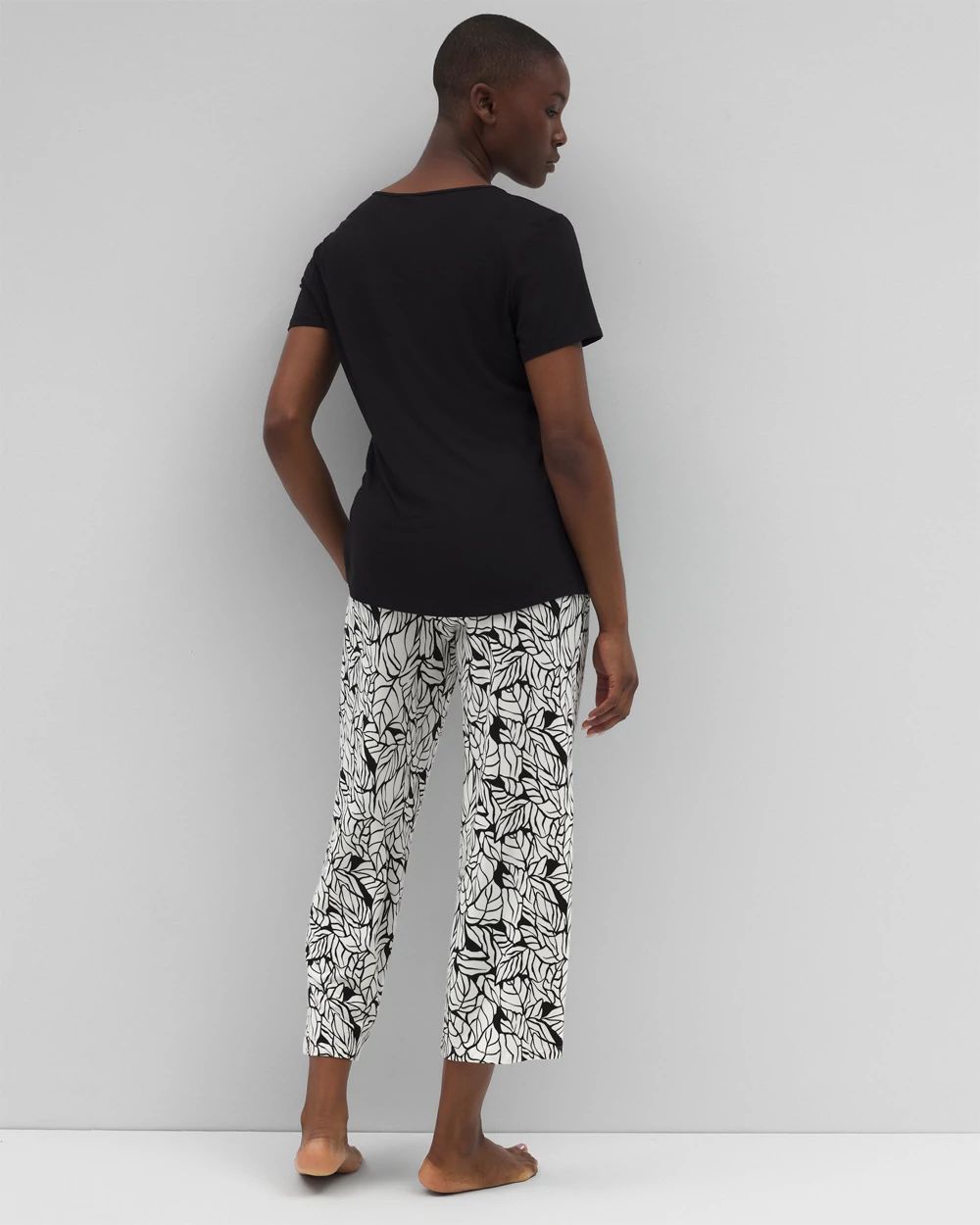 Short-Sleeve + Cropped Pants Pajama Set click to view larger image.