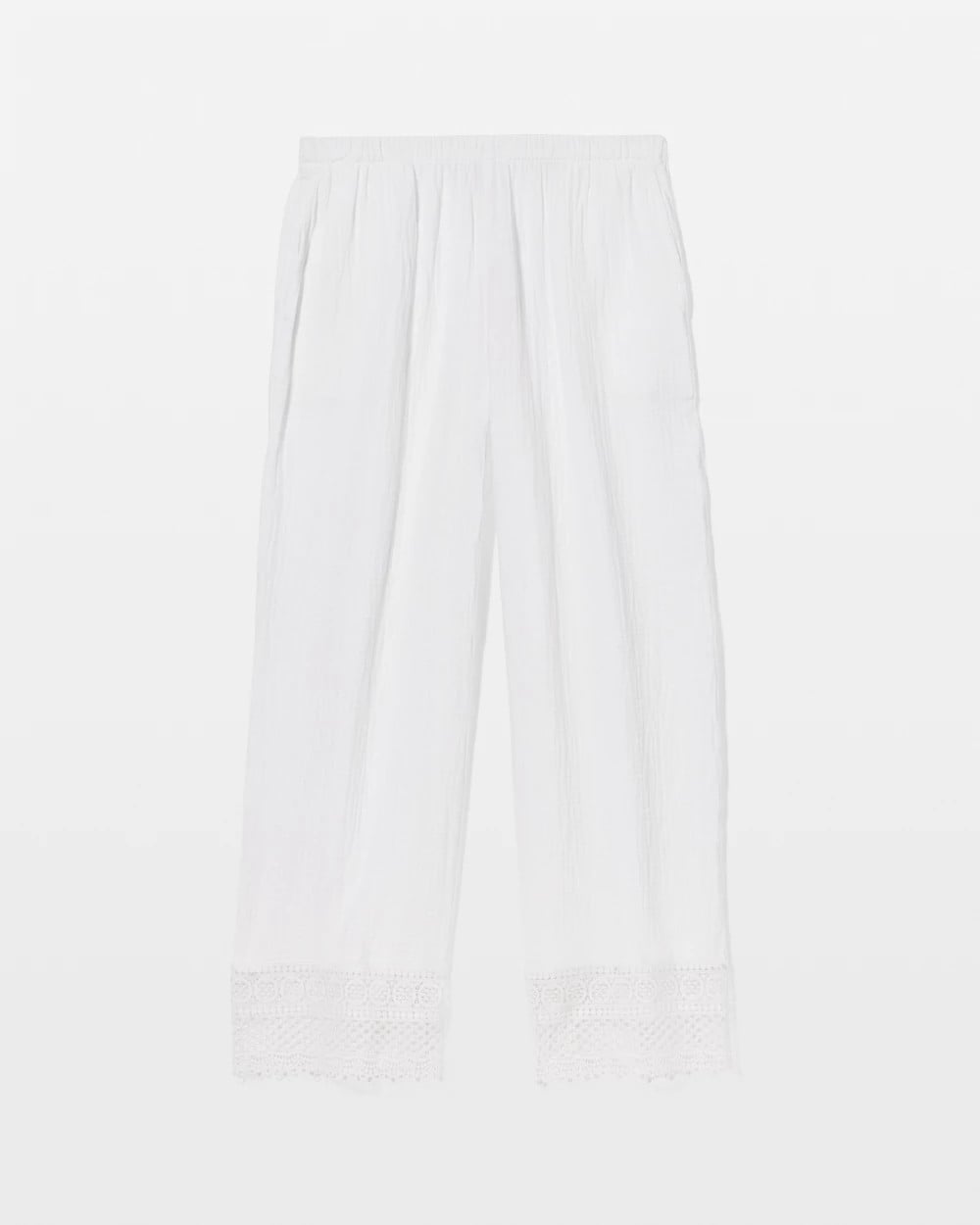 Crochet Lace Trim Wide Leg Pajama Pants