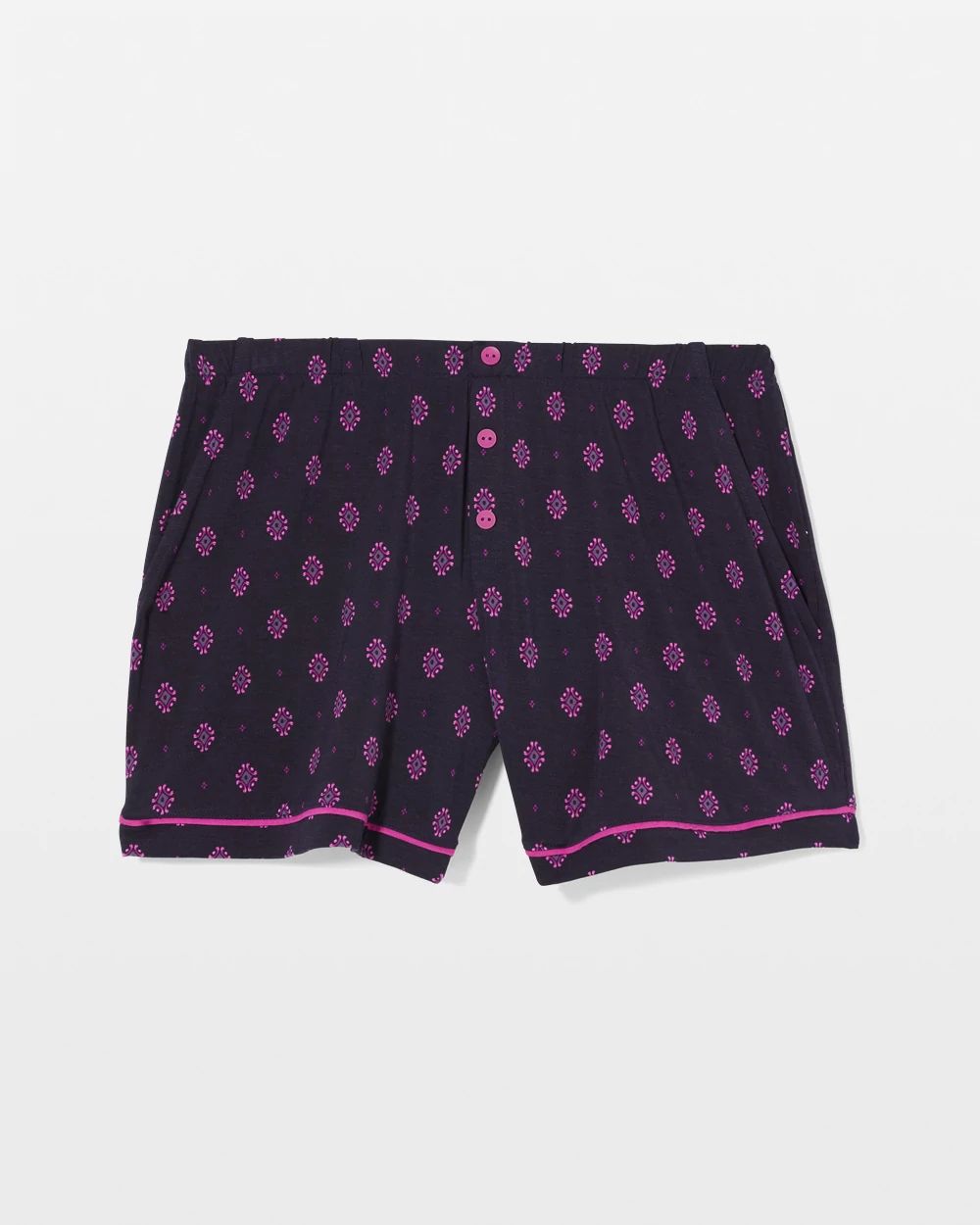 Printed Piped Pajama Shorts click to view larger image.