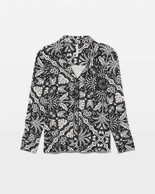 Long-Sleeve Printed Notch Collar Pajama Top click to view larger image.