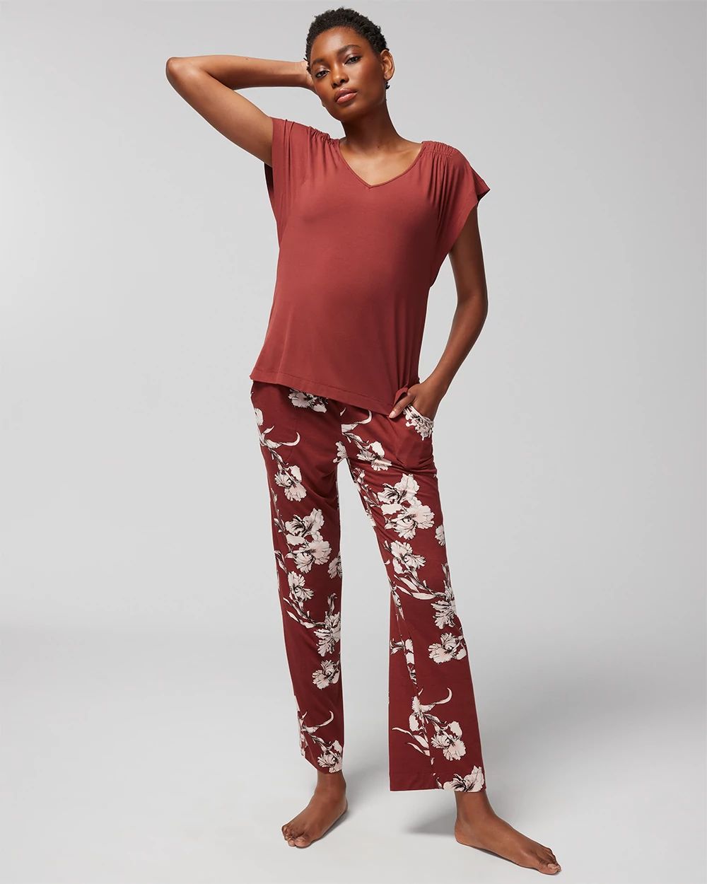 Cool Nights Short-Sleeve Flutter Pajama Top