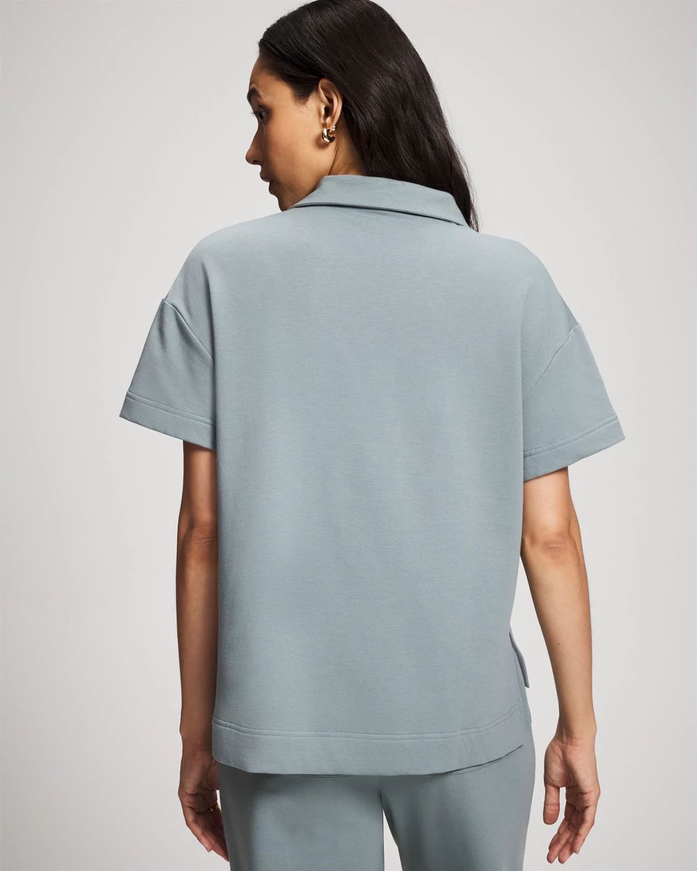 24/7 by Soma Essential Terry Quarter Zip Short Sleeve Sweatshirt