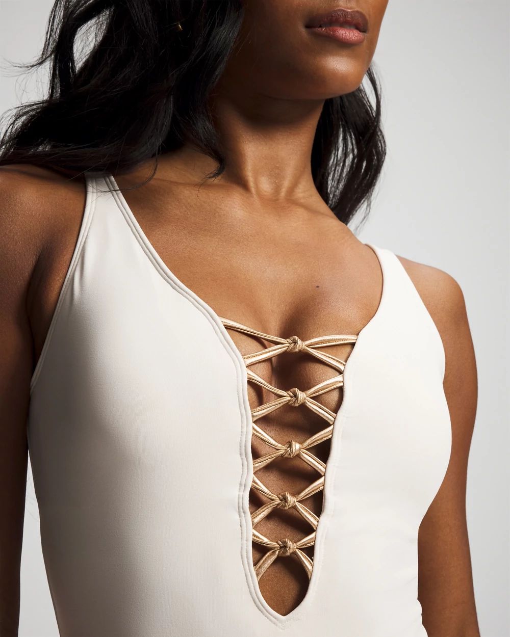 Bleu Rod Let’s Get Knotty Lace-Down One-Piece Suit