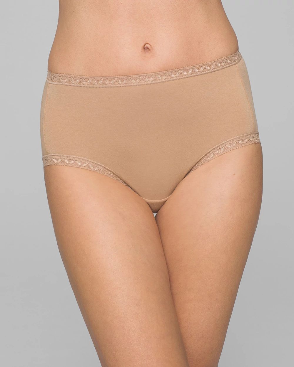 Cotton Brief Panty with Lace Trim