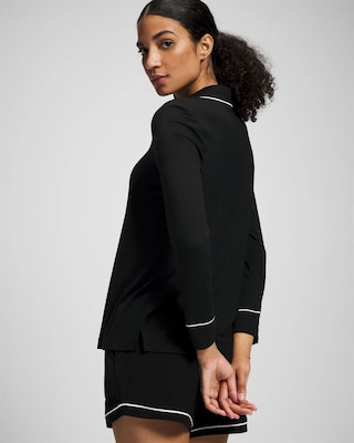 Long-Sleeve Notch Collar Pajama Top click to view larger image.