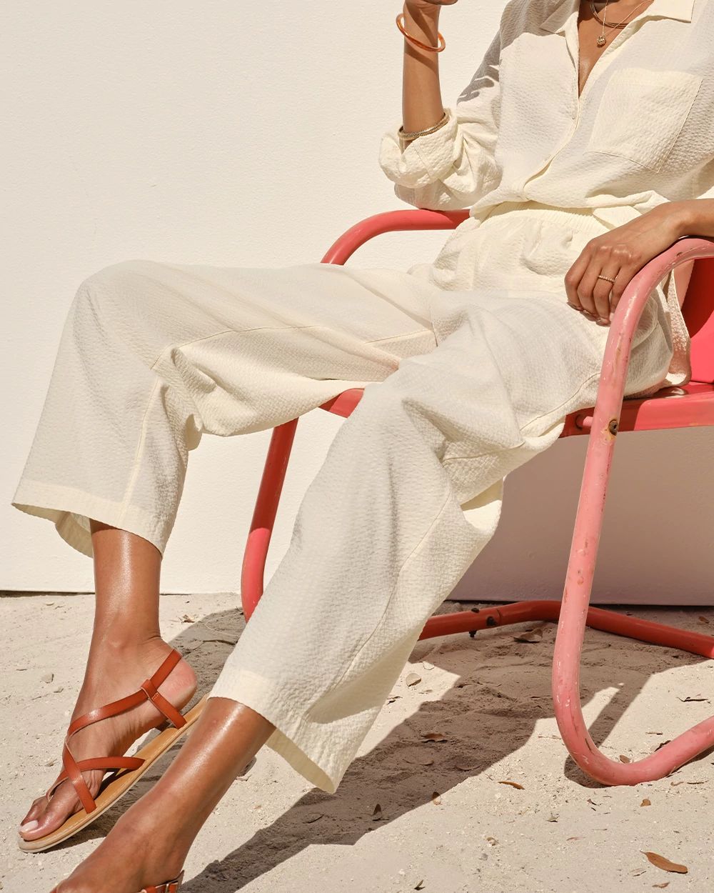 Textured Stripe Relaxed Barrel Pants