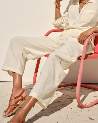 Textured Stripe Relaxed Barrel Pants