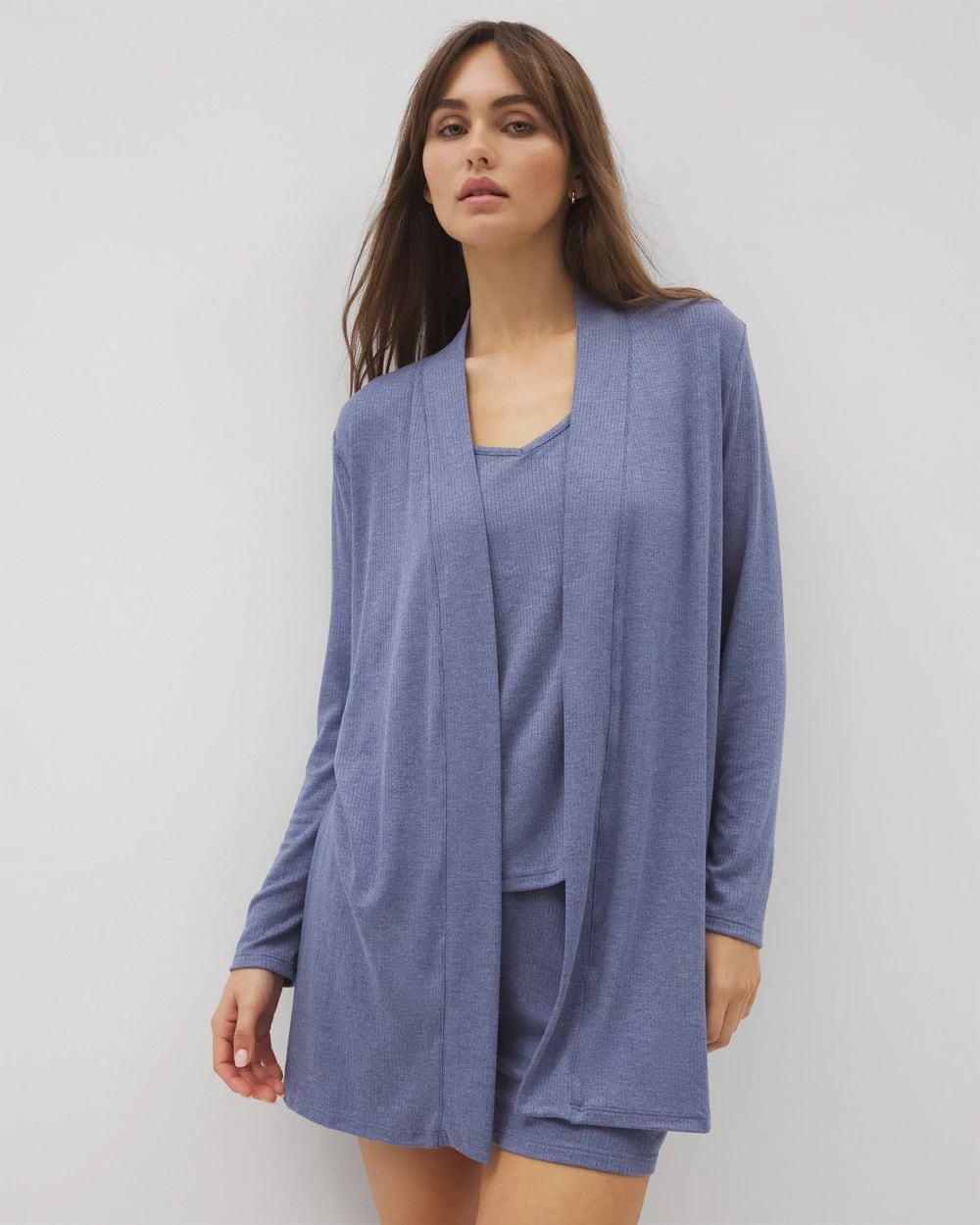 Lightweight Rib Knit Long Sleeve Wrap