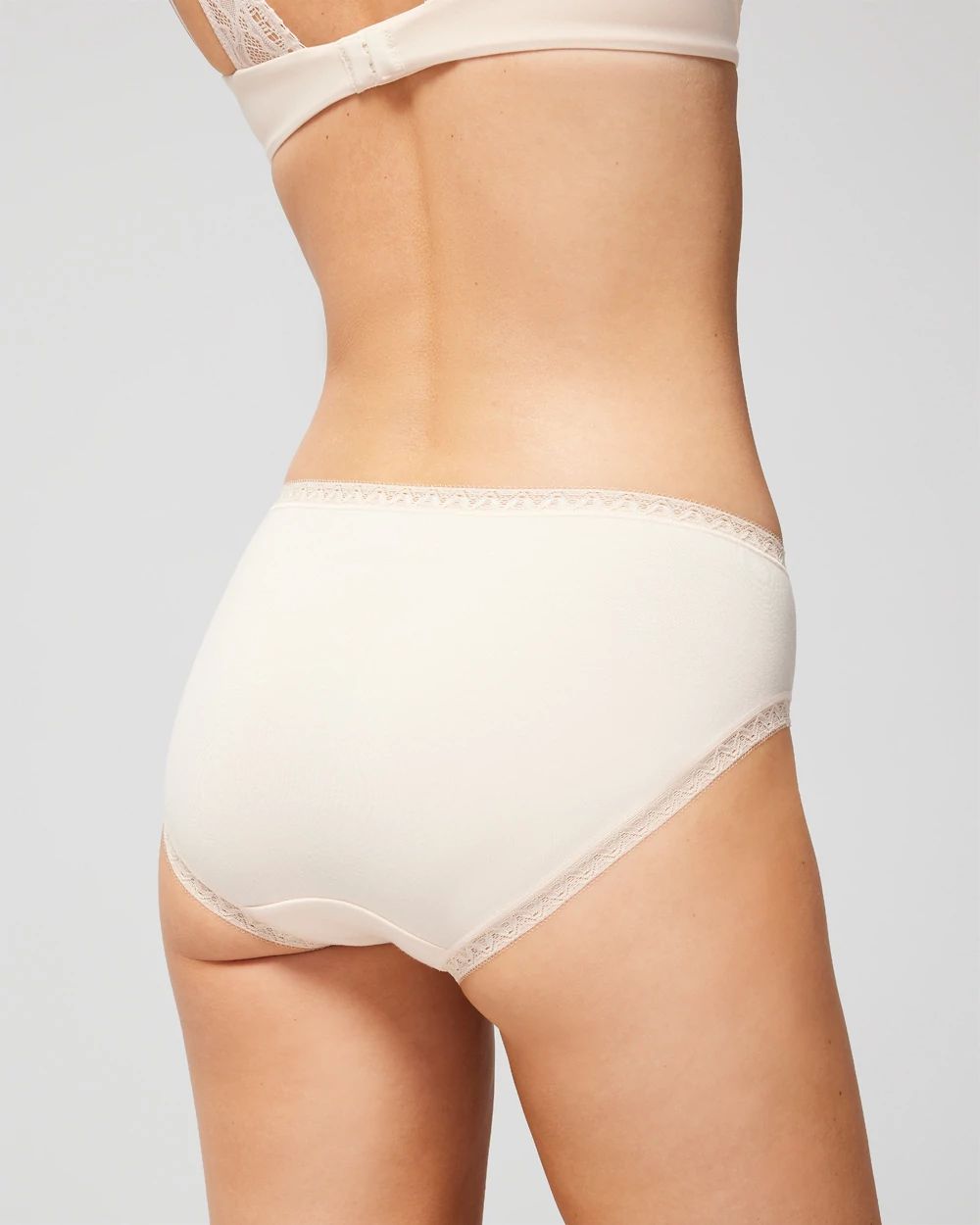 Cotton High-Leg Brief Panty with Lace Trim