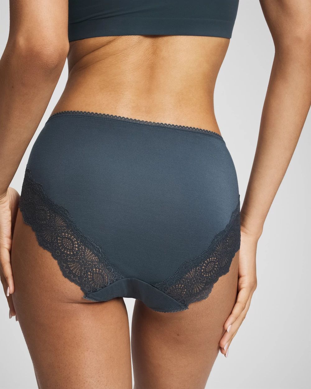 Embraceable High-Leg Panty with Crochet Lace click to view larger image.