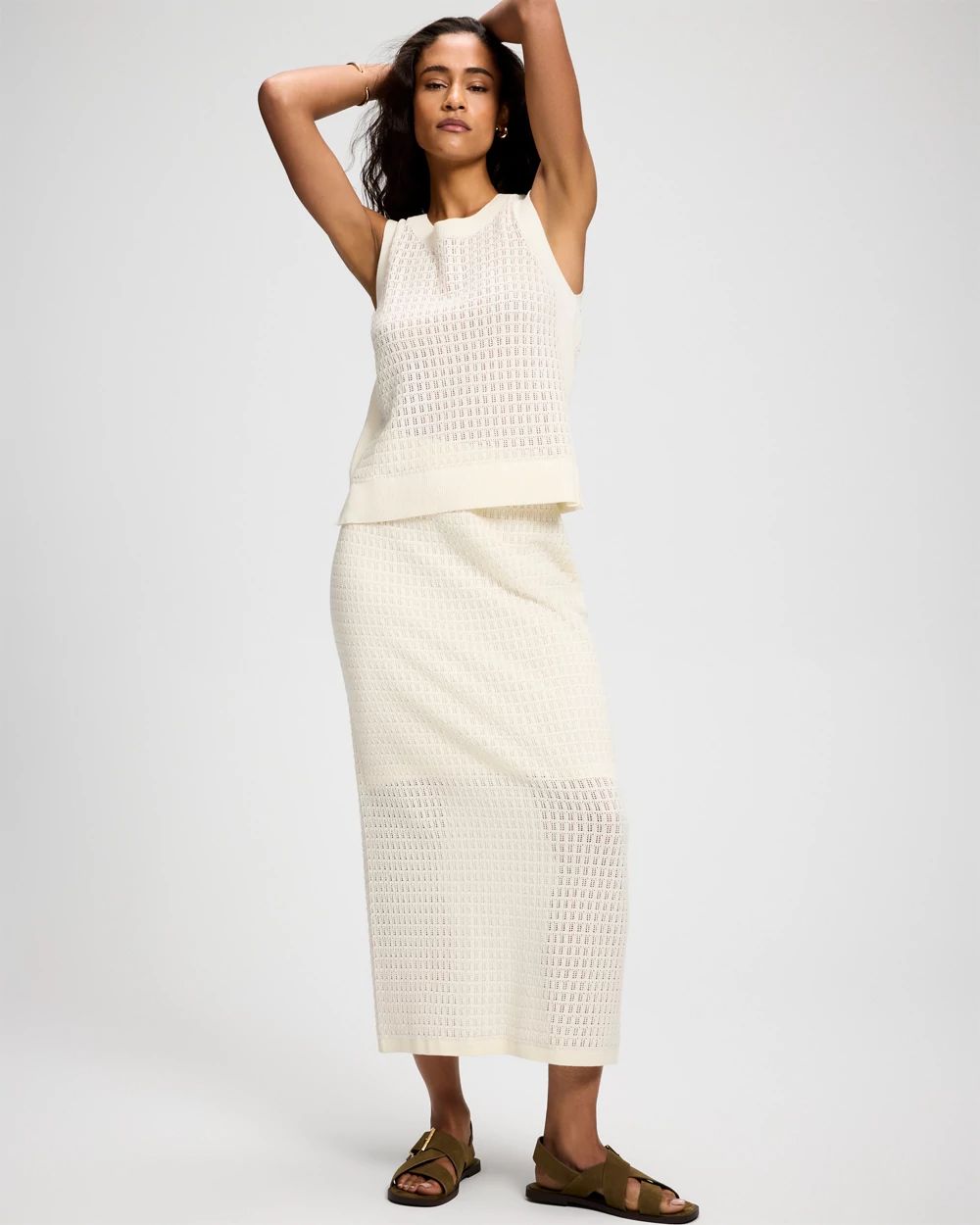 Cotton Pointelle Sweater Tank click to view larger image.