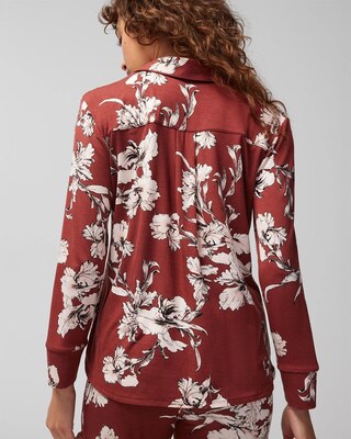 Long-Sleeve Notch Collar Pajama Top click to view larger image.