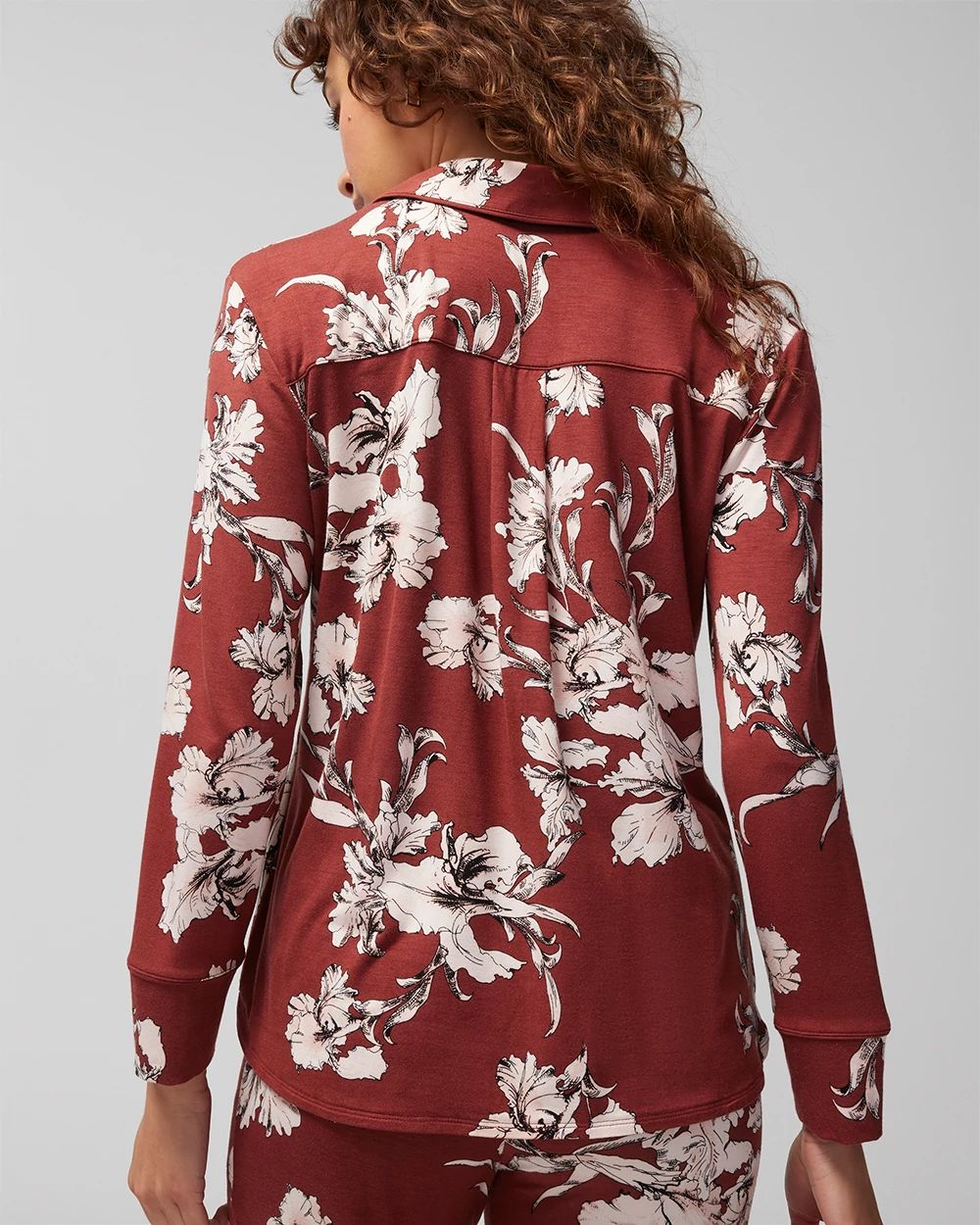 Long-Sleeve Notch Collar Pajama Top click to view larger image.