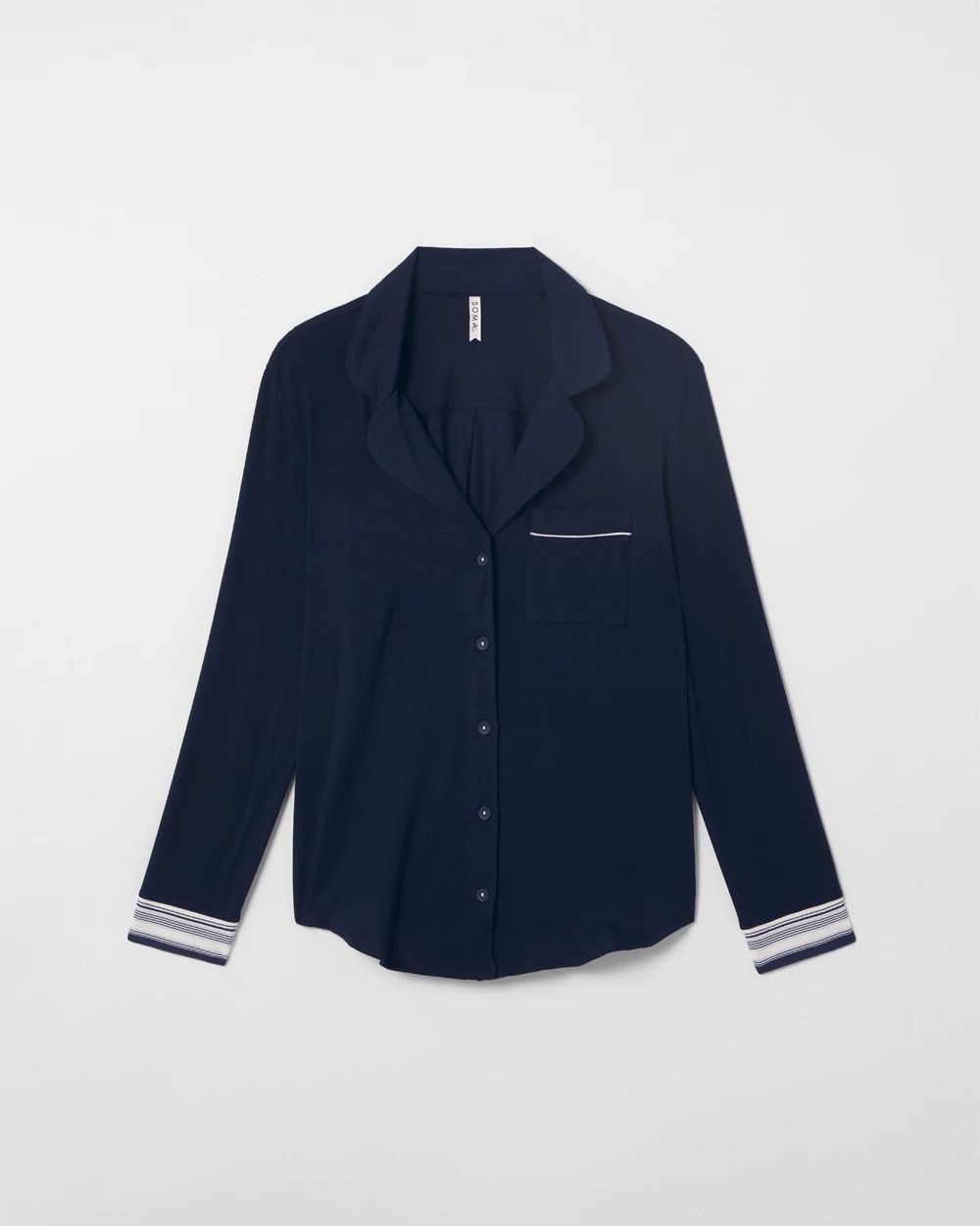 High-Low Long-Sleeve Notch Collar Pajama Top