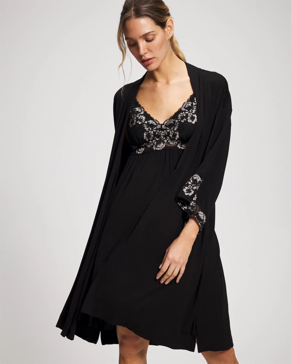 Women's Lace Robe in Black size Small/Medium | Soma Getting Ready Robe, Gifts For Her