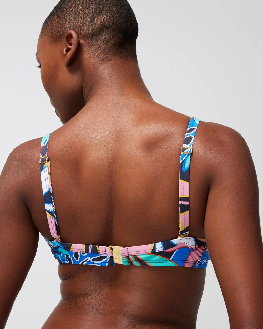 Bleu Rod Color Field Tie-Front Underwire Bra Swim Top