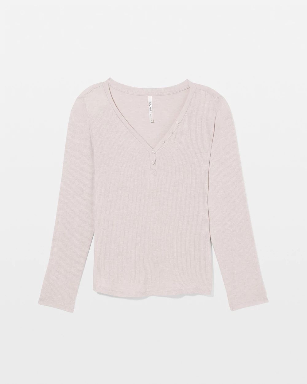Lightweight Rib Knit Long-Sleeve Pajama Henley