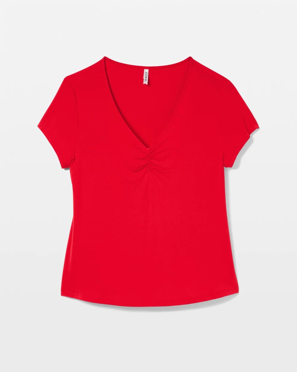 Ruched-Front Short-Sleeve Pajama Tee