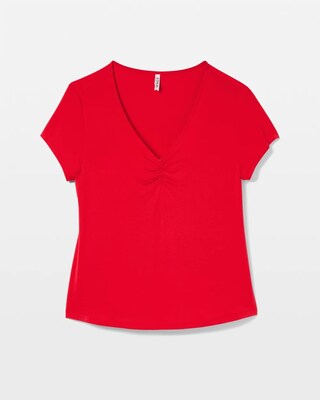 Ruched-Front Short-Sleeve Pajama Tee