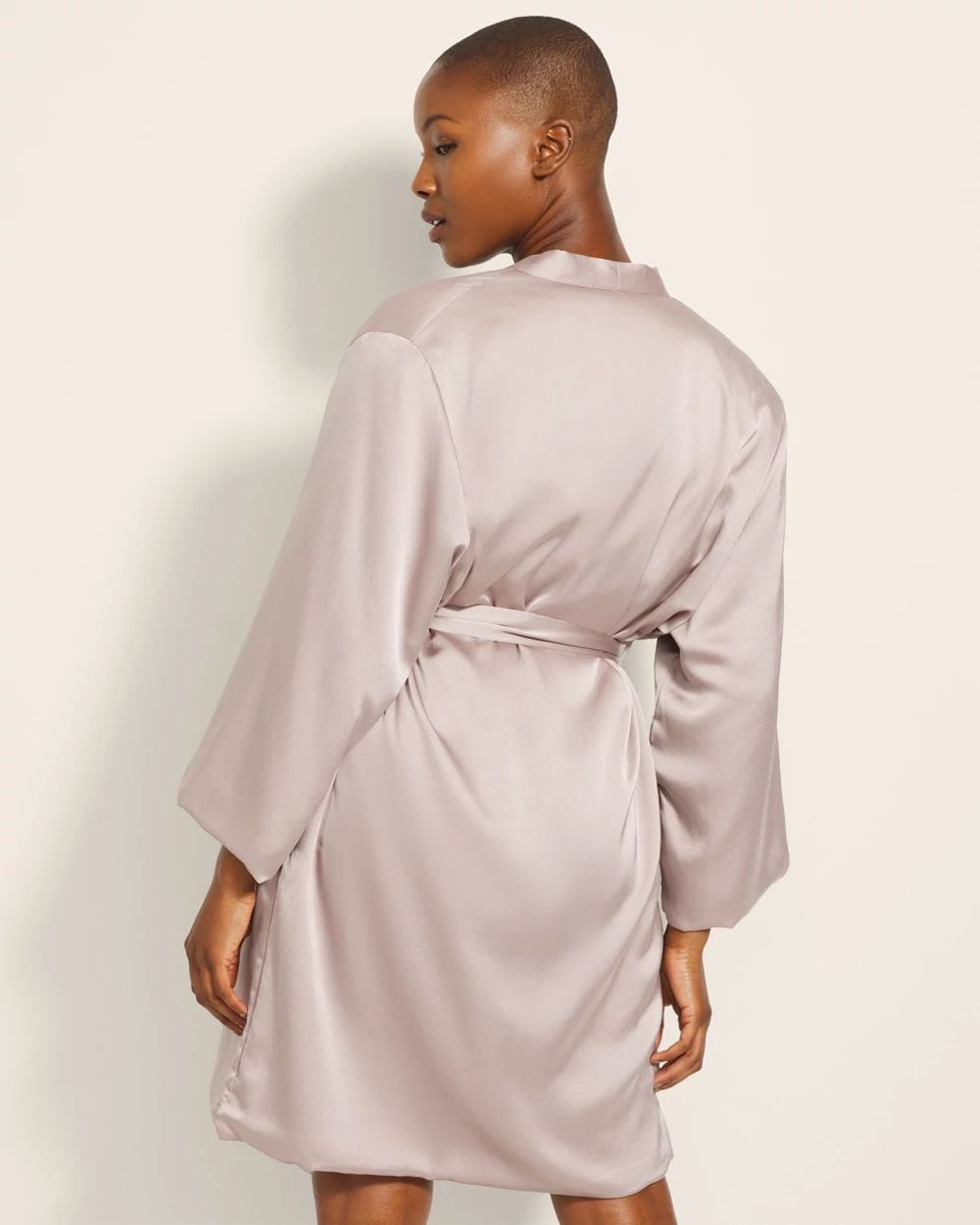 Satin Reversible Short Robe with Plush Interior