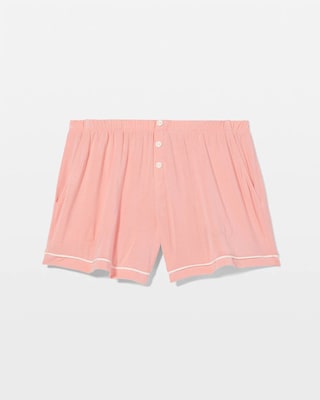 Solid Piped Pajama Shorts click to view larger image.