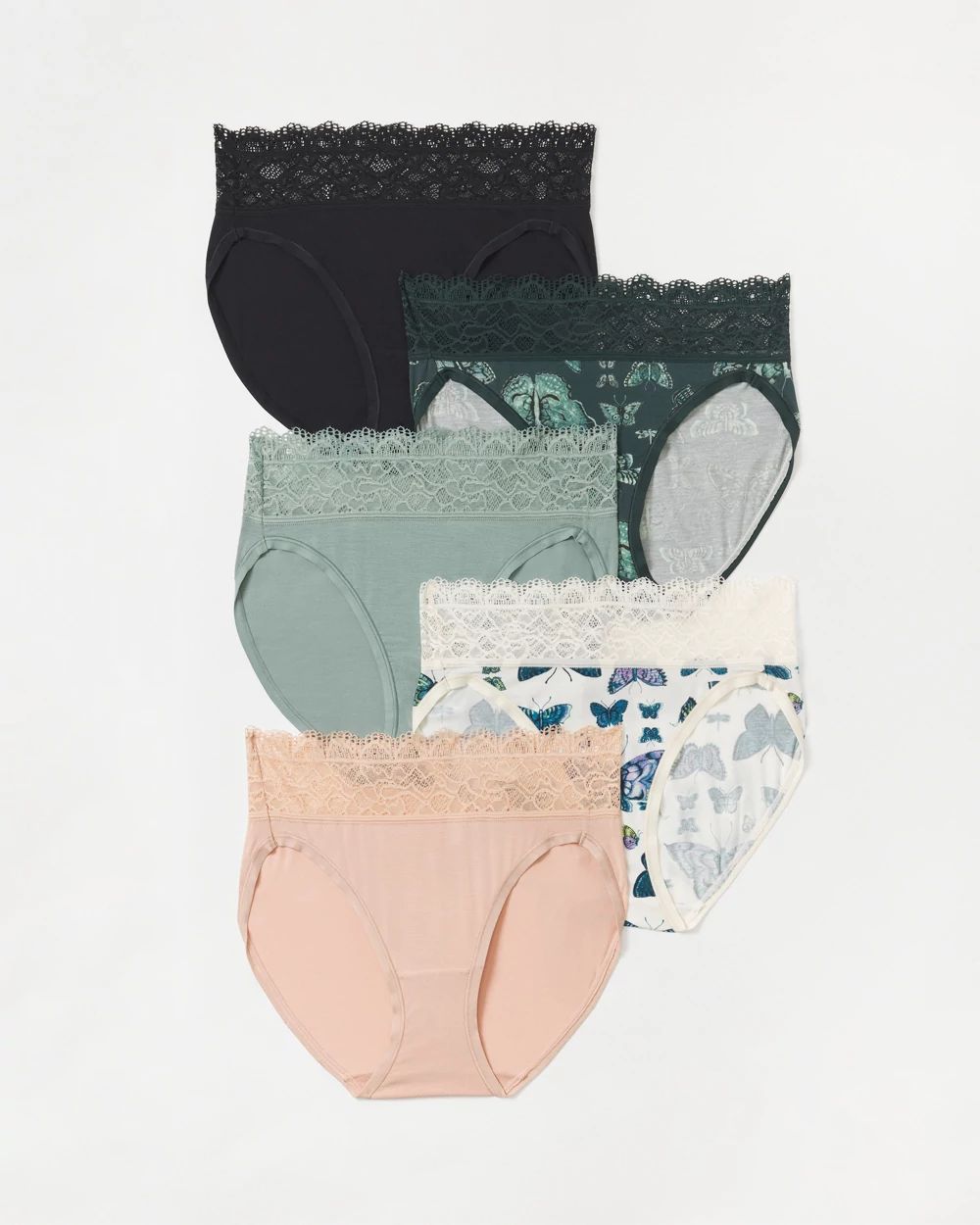 Embraceable High-Leg Panty with Super Soft Enchanting Lace 5 pack