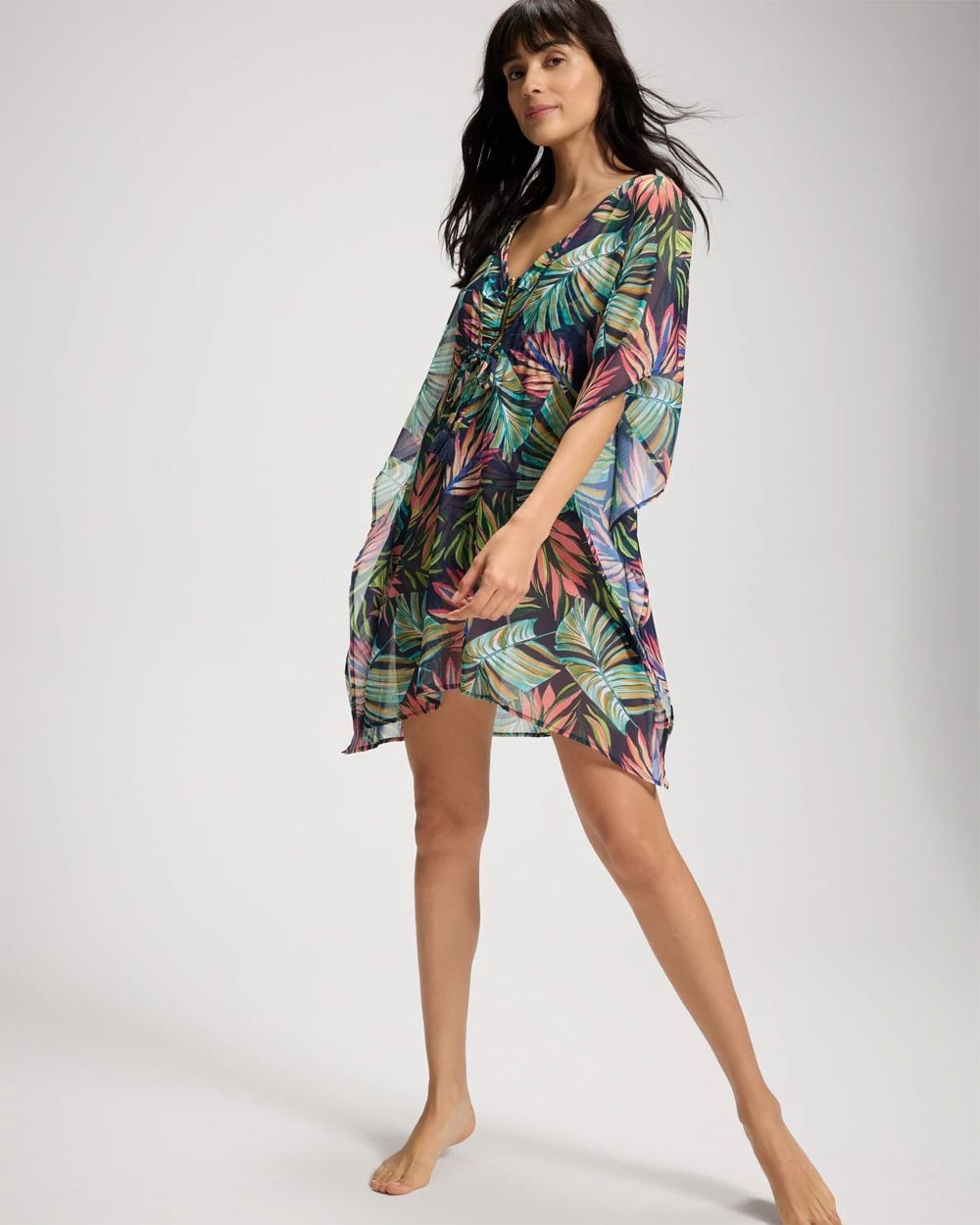 Beyond Control Color Spectrum Chiffon Caftan Swim Cover Up