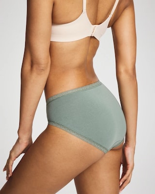Cotton High-Leg Brief Panty with Lace Trim click to view larger image.