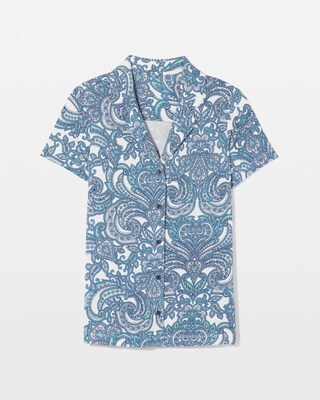 Short Sleeve Notch Collar Pajama Top click to view larger image.