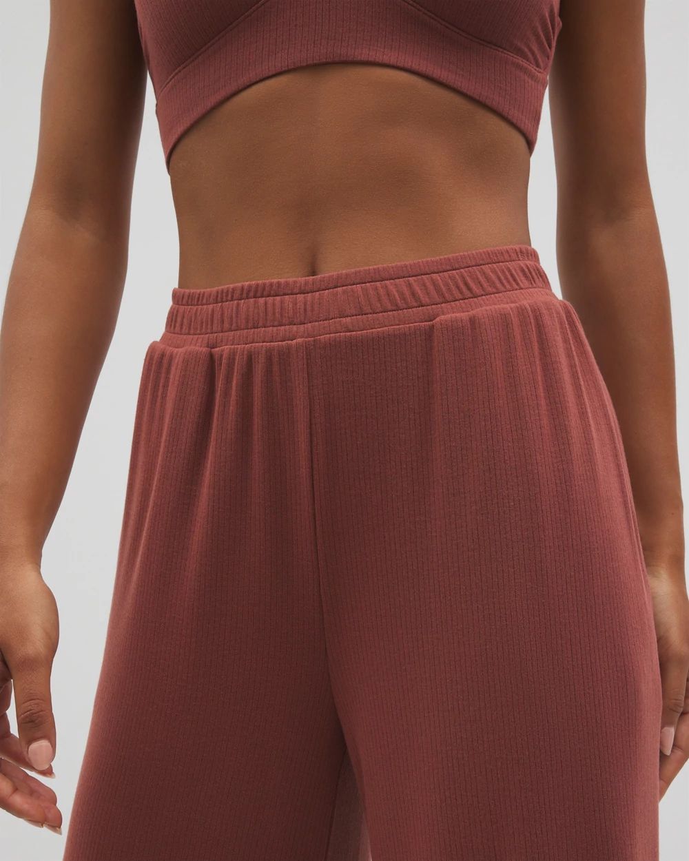 Lightweight Rib Knit Wide Leg Pajama Pants