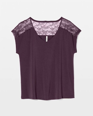 Short Sleeve Lace Pajama Tee click to view larger image.