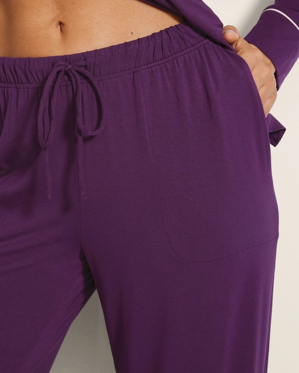 Cool Nights Solid Piped Pajama Pants