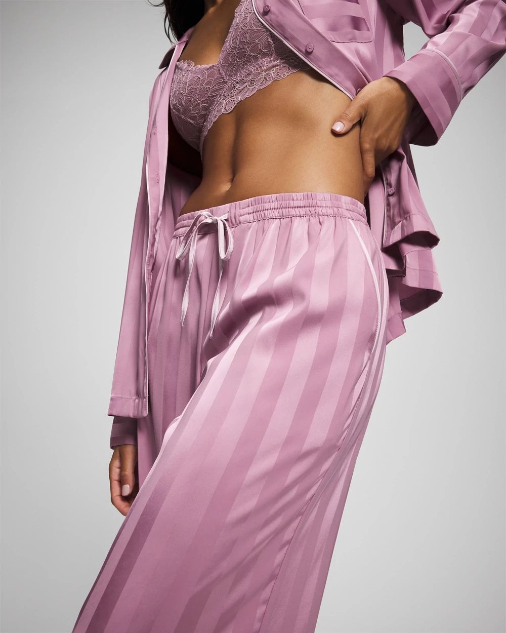 Satin Shadow Stripe Pajama Pant