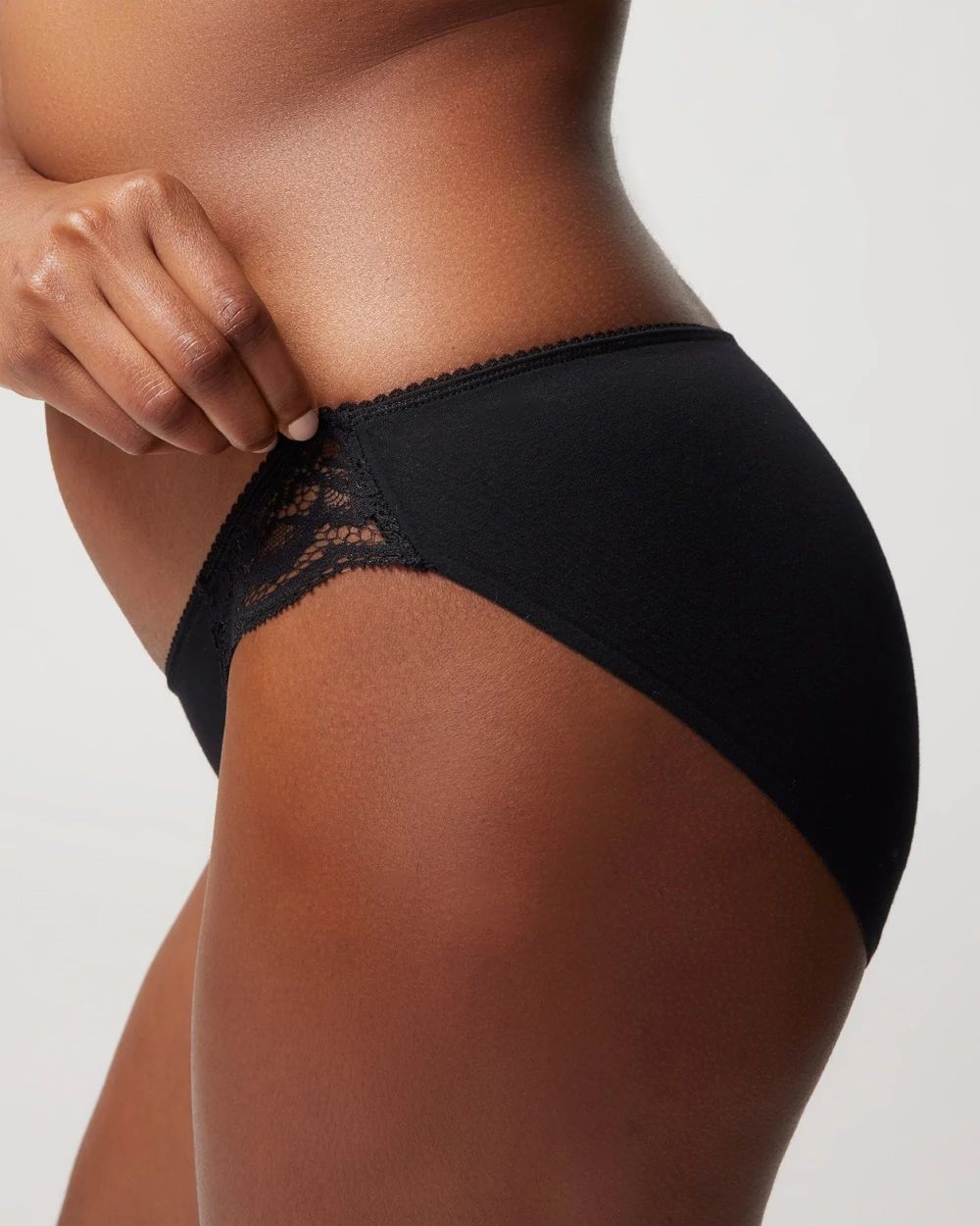 Edge Cotton Blend Bikini Panty with Lace click to view larger image.