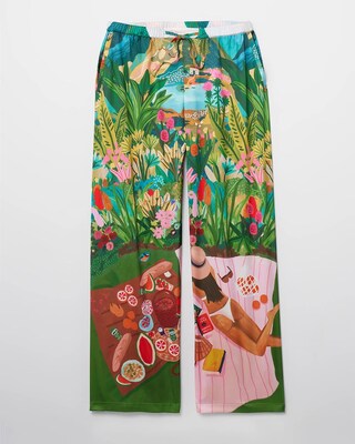 Wide-Leg Pajama Pants
