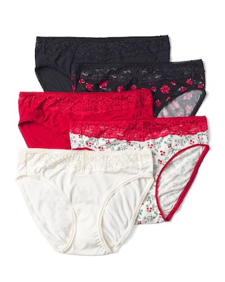 Lace High Leg Brief 5 Pack