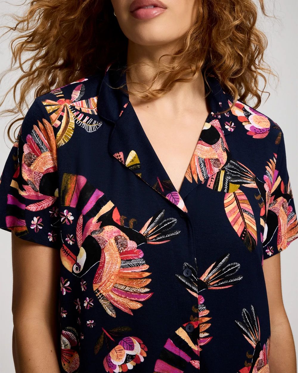 Cool Nights Short Sleeve Notch Collar Pajama Top