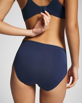 Cotton Blend High-Leg Panty with Lace click to view larger image.