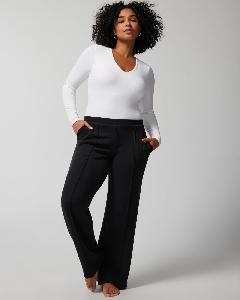 Long-Sleeve V-Neck Bra Bodysuit