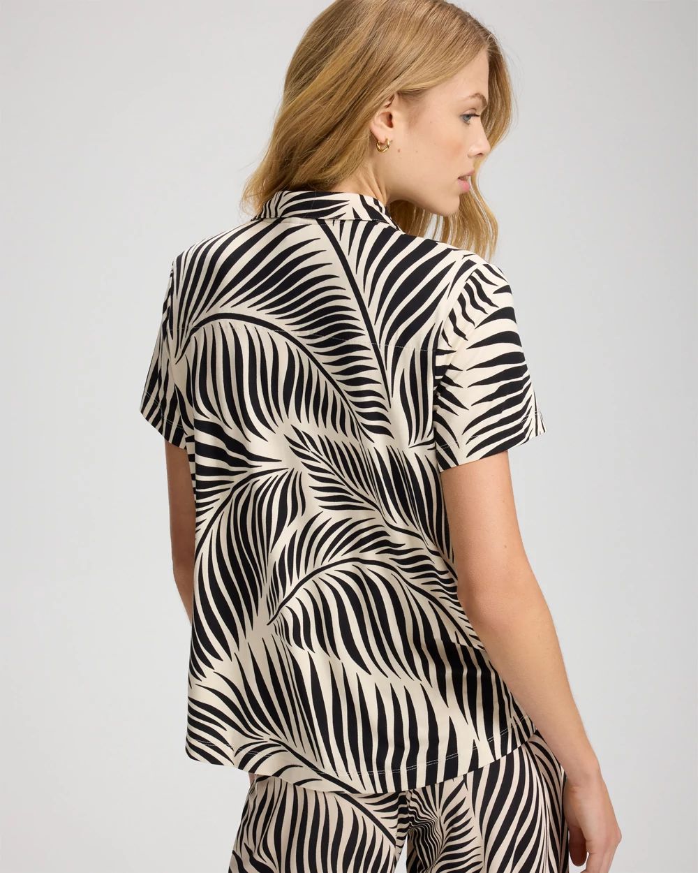 Short Sleeve Notch Collar Pajama Top click to view larger image.