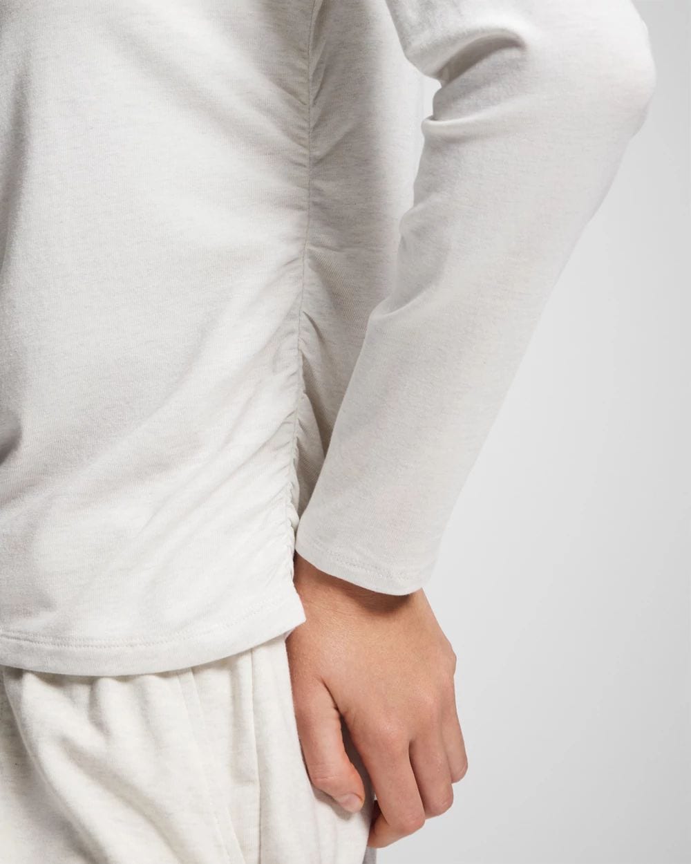 Most Loved Cotton Ruched Long Sleeve Pajama Tee