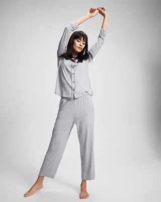 Long-Sleeve Printed Notch Collar Pajama Top click to view larger image.