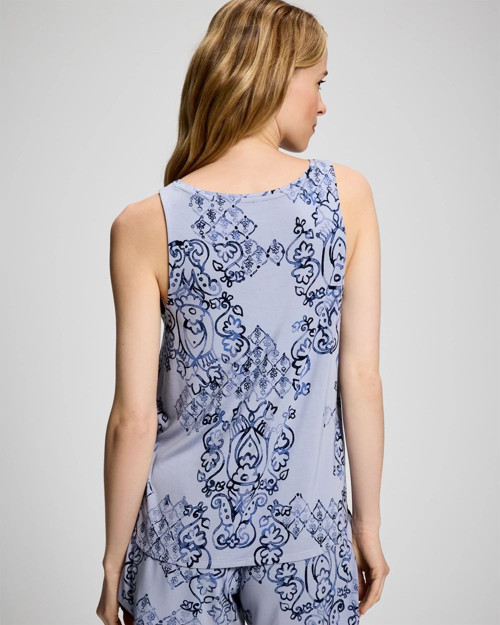 Printed V-Neck Pajama Tank click to view larger image.