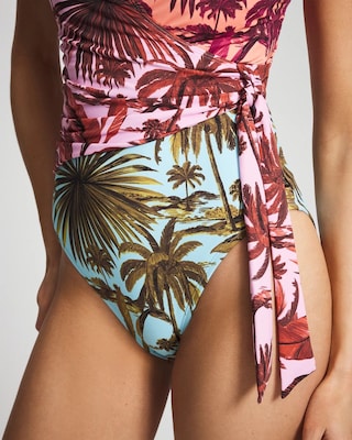 White Lotus Tie Front Banded Back One-Piece Swimsuit click to view larger image.