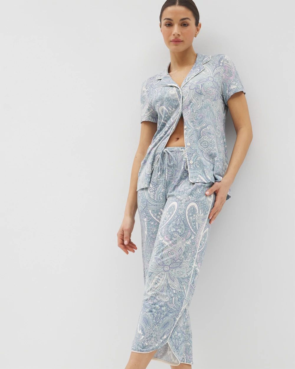 Cool Nights Piped Crop Pajama Pants