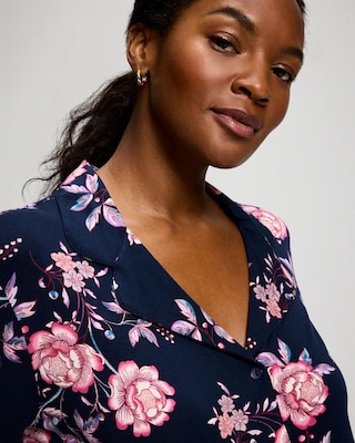 Short Sleeve Notch Collar Pajama Top click to view larger image.